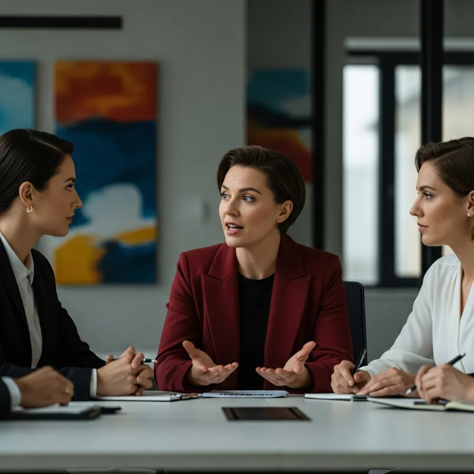 Jovens profissionais em debate financeiro